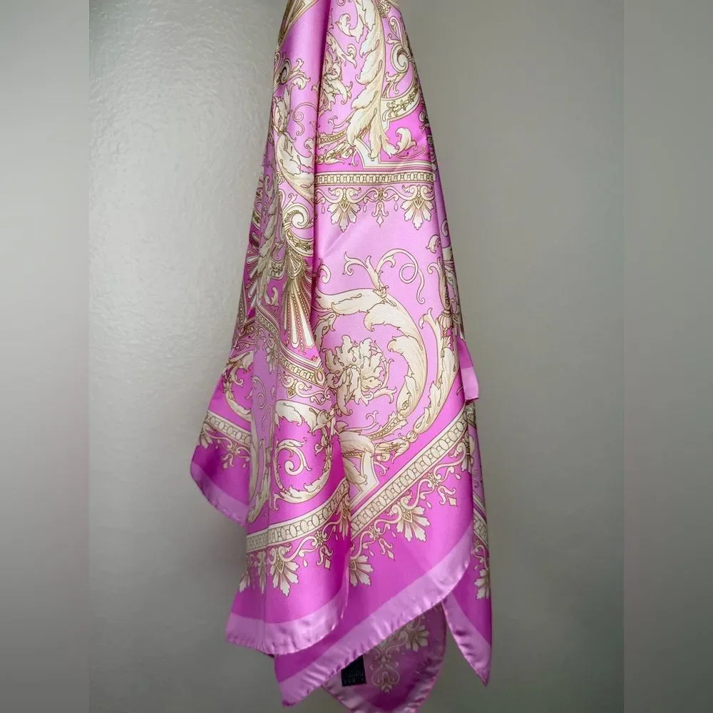 New In Box ✨ VERSACE Pink / Gold Medusa Silk Scarf Twilly